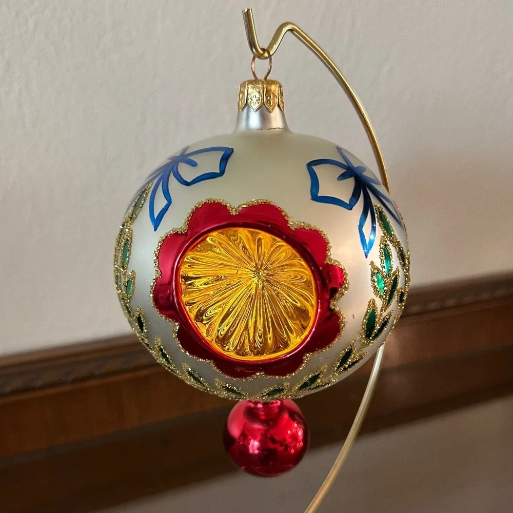 1994 Christopher Radko Epiphany Ball 6'' Triple Reflector Ornament Red 94-211-0